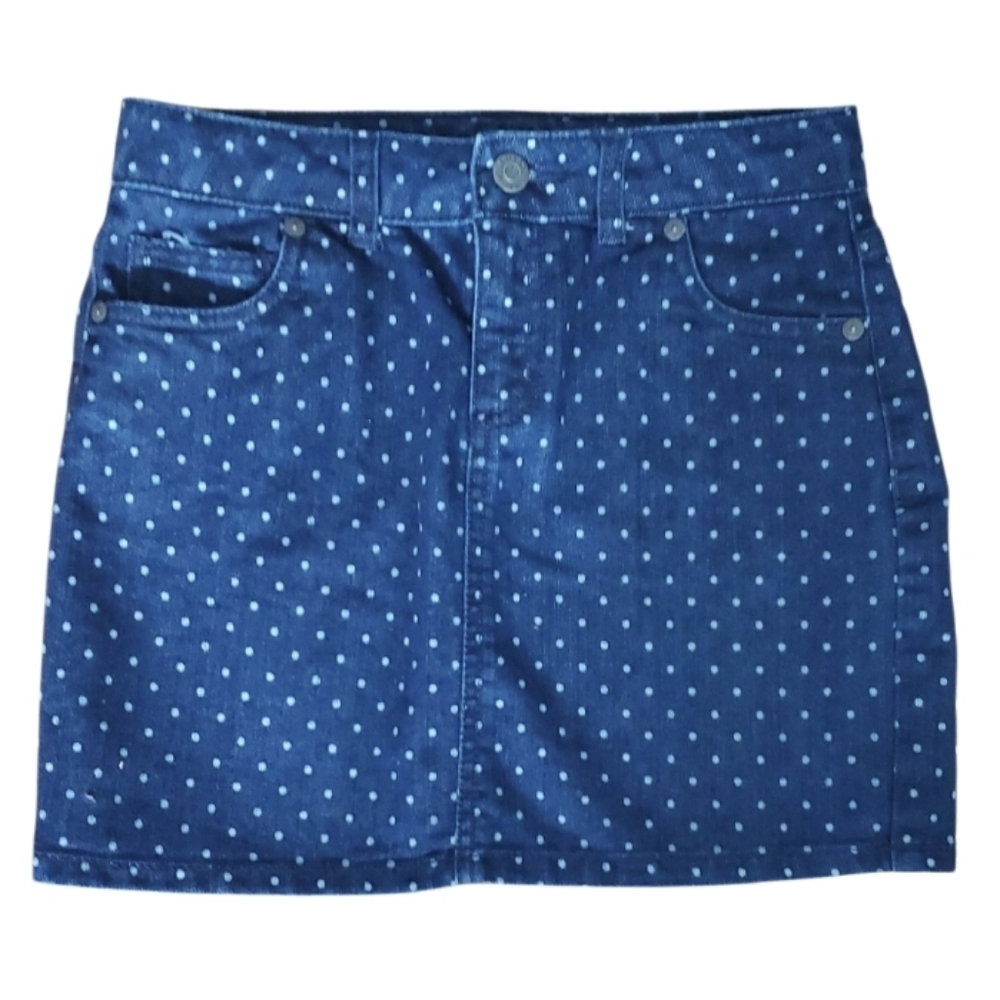 Arizona Jean Co Dark Blue Denim Polka Dot‎ Skirt Size Girls 12